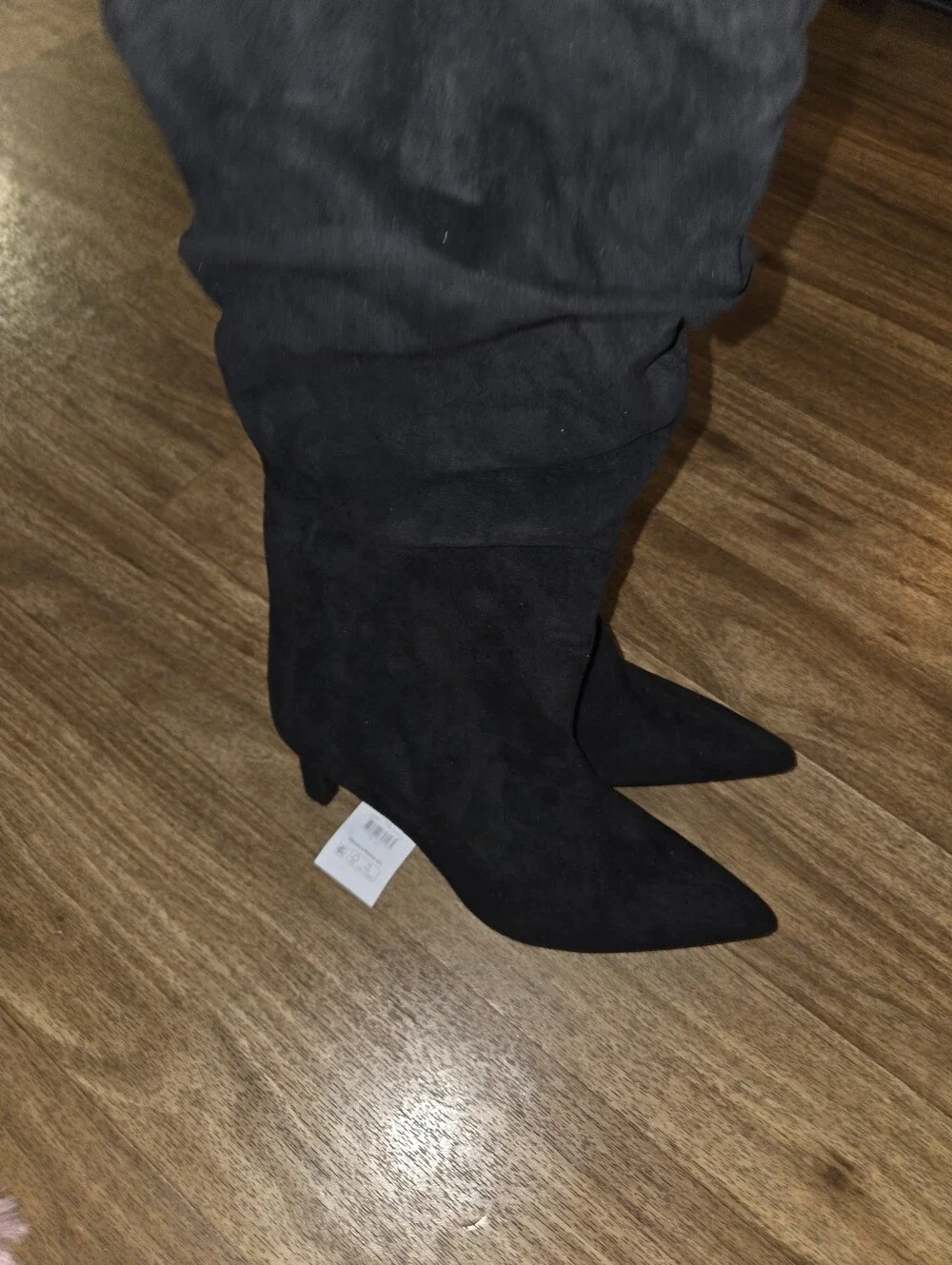 Time and Tru Black Slouchy Over-the-Knee Pointed Toe Boots